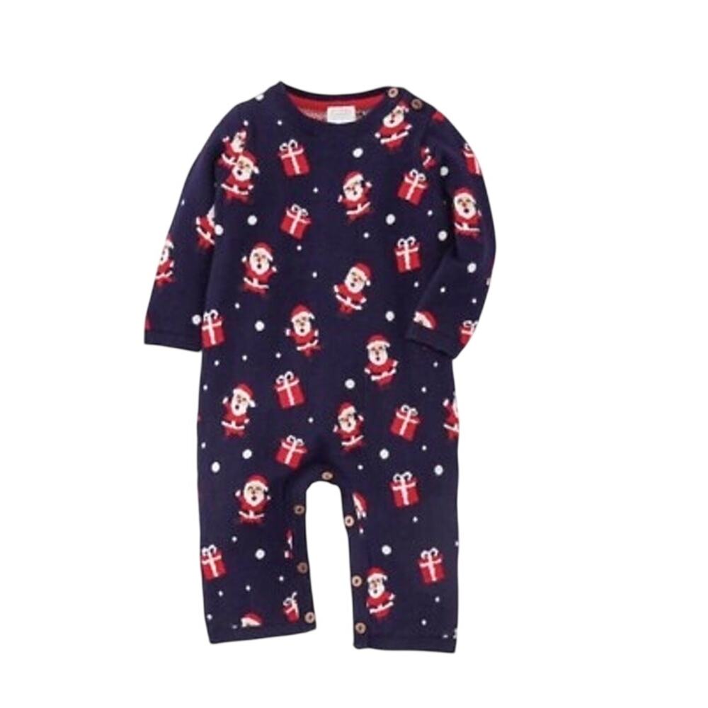 Mudpie Christmas Santa Baby Coverall 3-6M